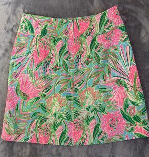 LILLY PULITZER Pink Green Mini Skort Womens Size 2